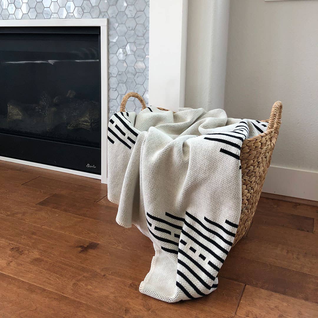 Reika Ivory Throw Blanket - Modern, Home Accent, Iceland