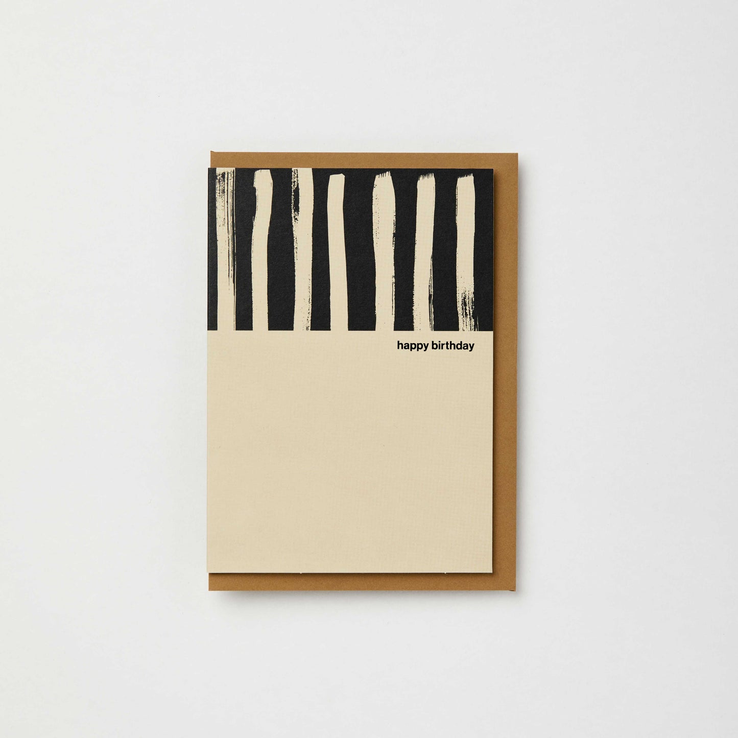 Painted stripe black and cream happy birthday card