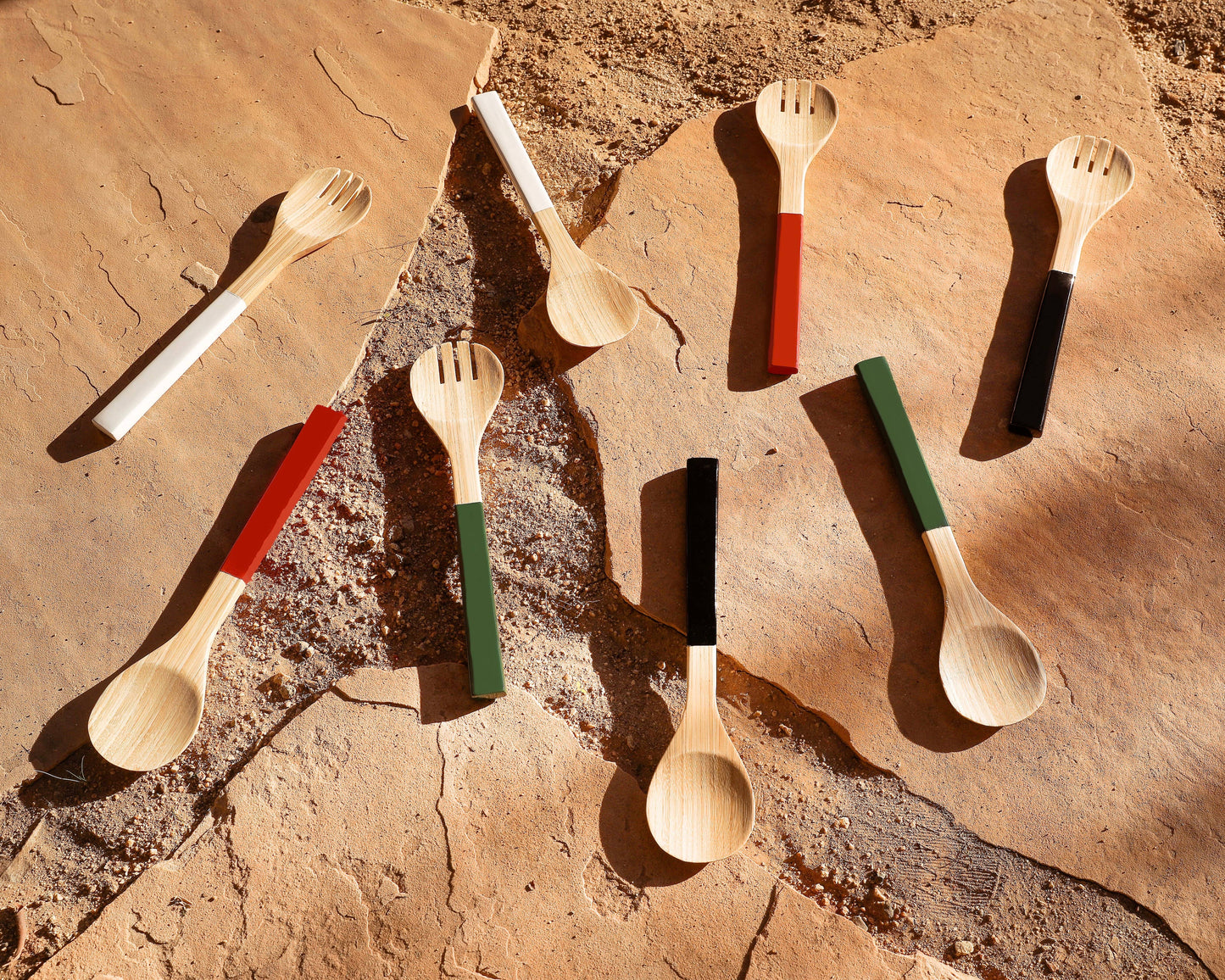 White Wooden Serving Utensils Set of 2