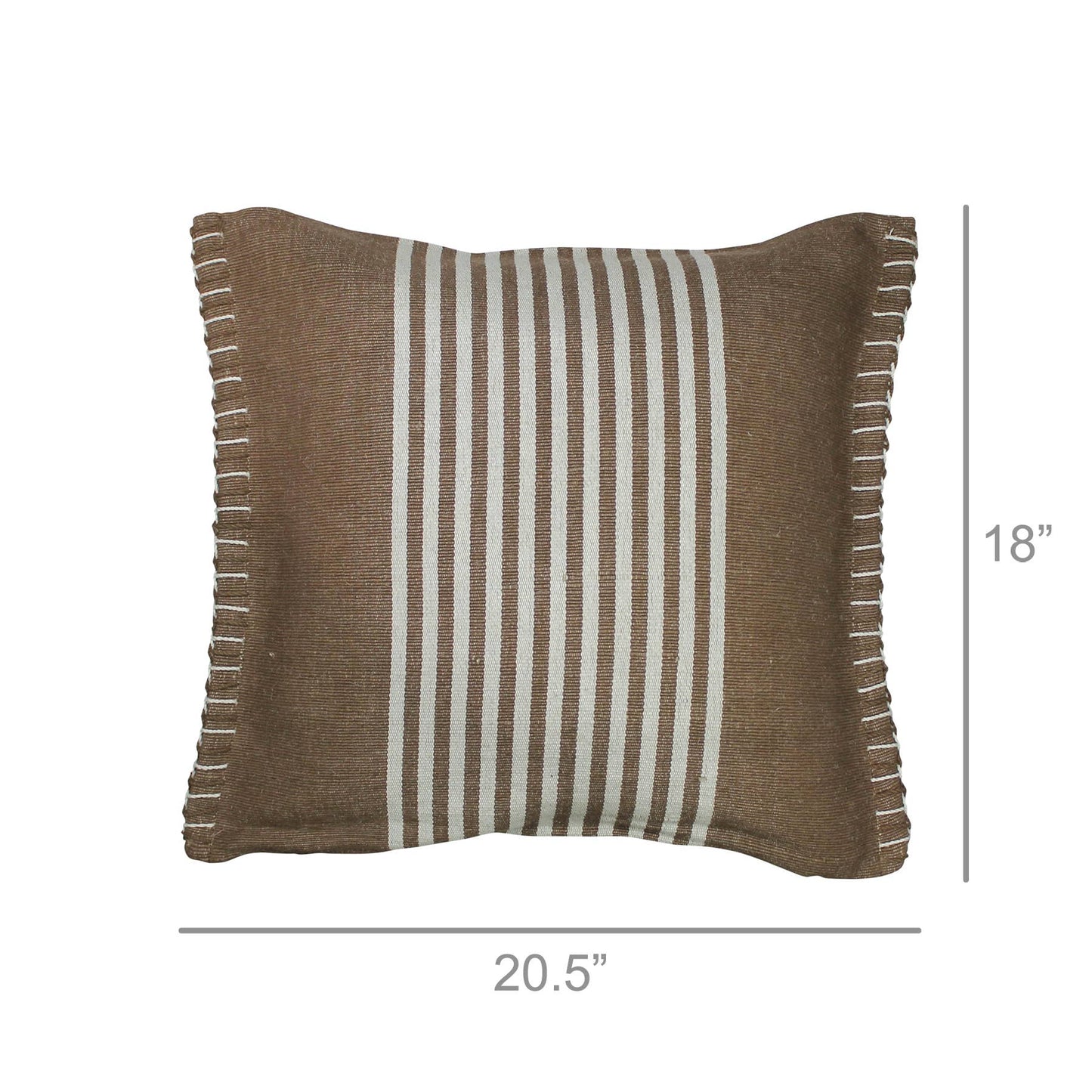 Aberdean Pillow, Cotton & Hemp, Brown Stripe