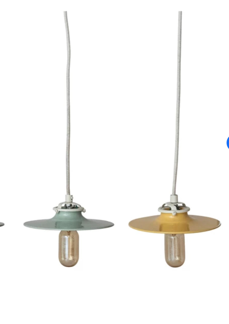 Stoneware Pendant Lamp, 6' Fabric Cord, 4 Colors (Hardwire Only)