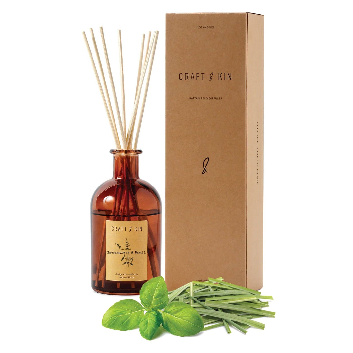 Amber Glass Reed Diffuser Set