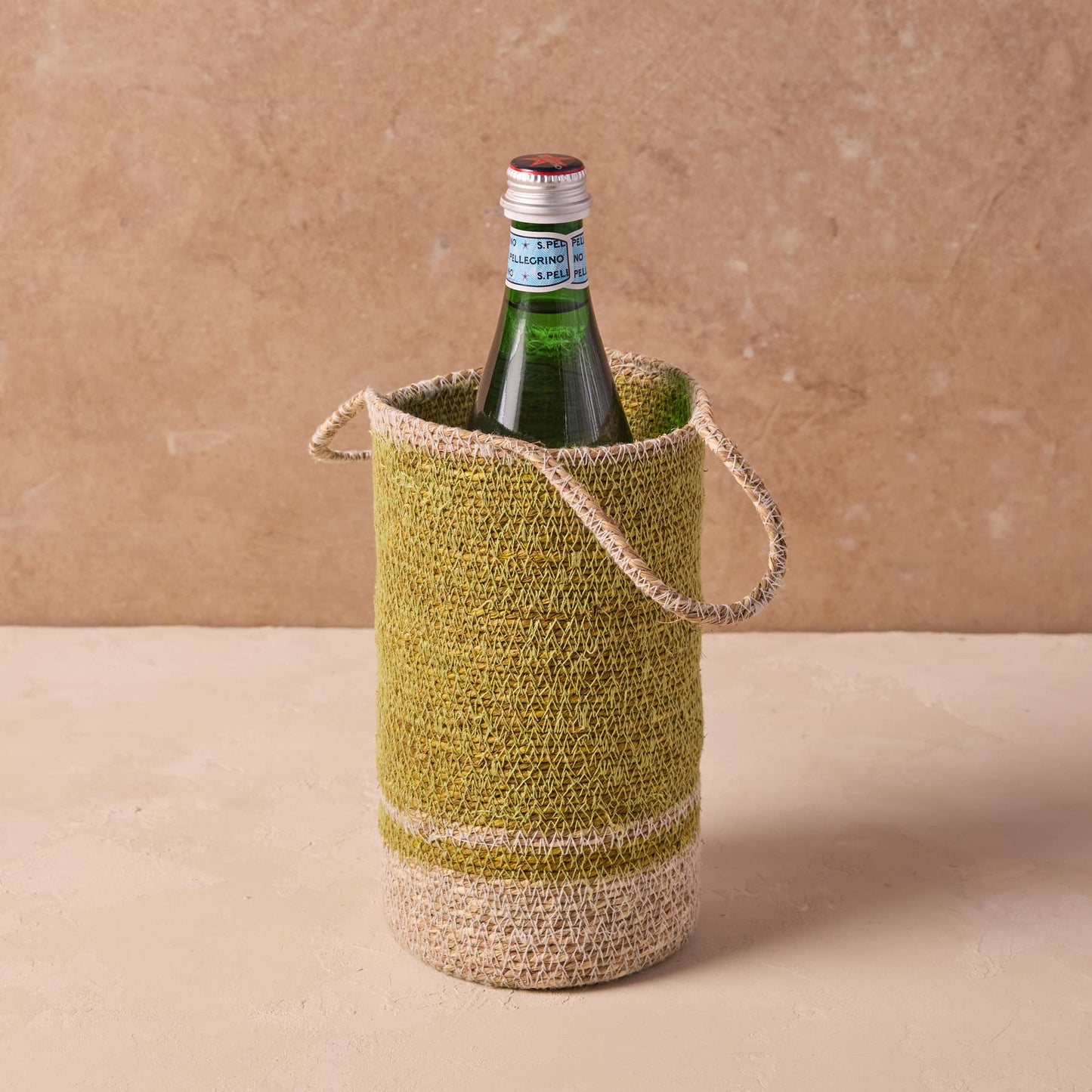 Hydra Woven Seagrass Bottle Holder, Chartreuse