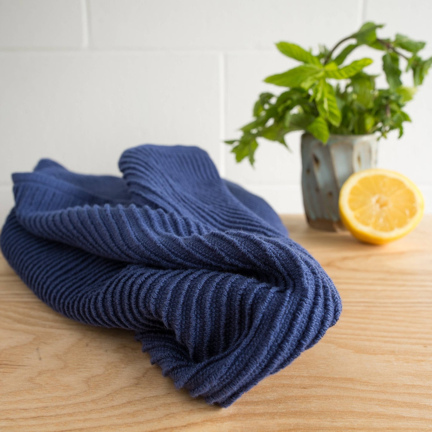 Ripple Indigo Turkish Cotton Dishtowel