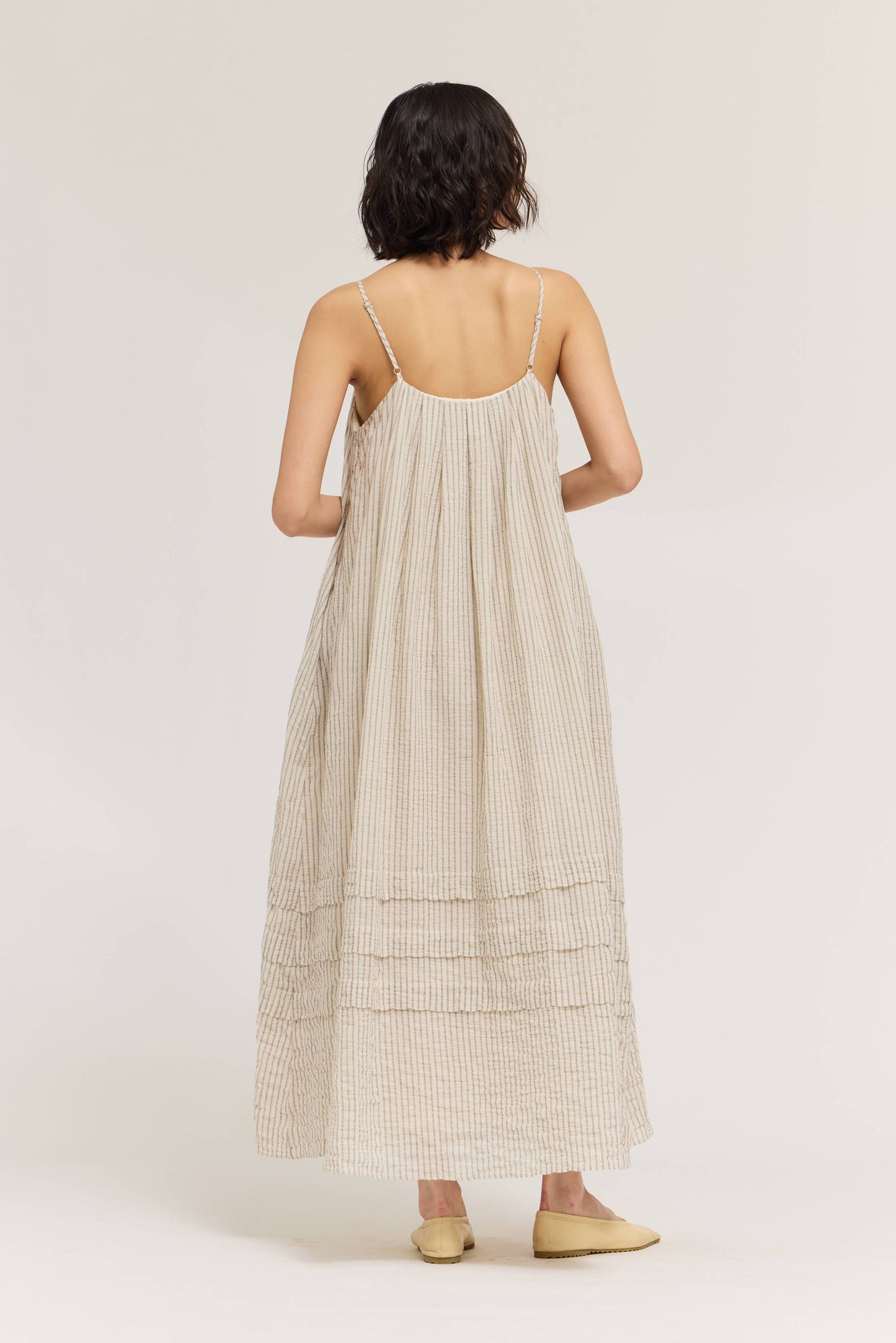 61260 - STRIPE PLEAT TUCK DRESS