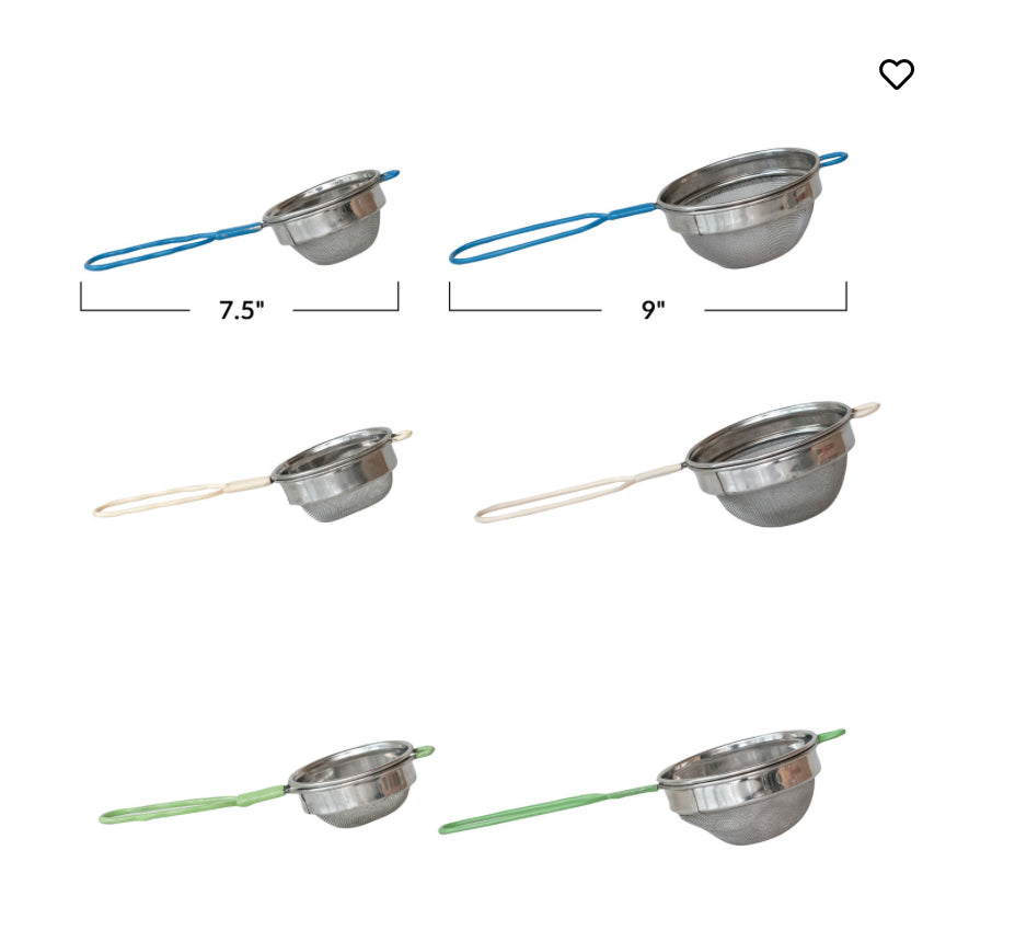 Stainless Steel Strainers w/ Enameled Handle, 3 Colors