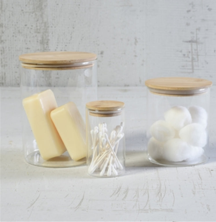 FINN CANISTER - GLASS WITH WOOD LID - MED