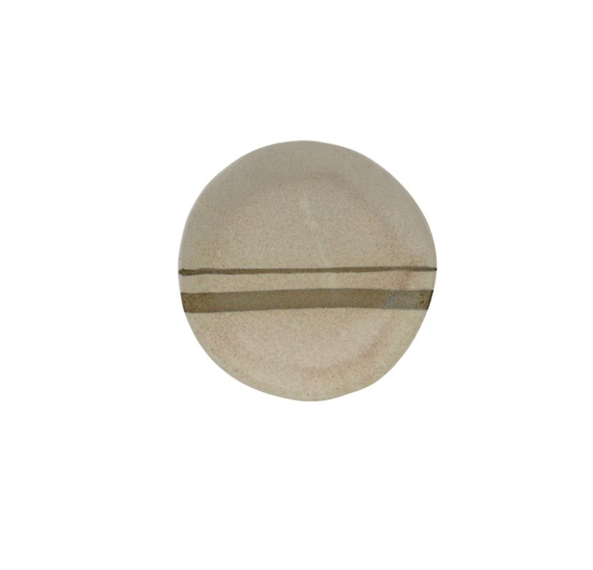 Hand-Painted Stoneware Plate with Stripes