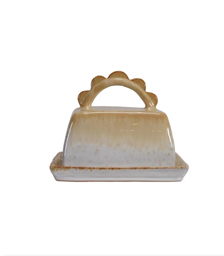Butter Dish with Scalloped Handle