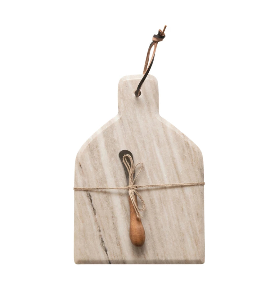 Marble Cheese/Cutting Board with Canape Knife, Set of 2