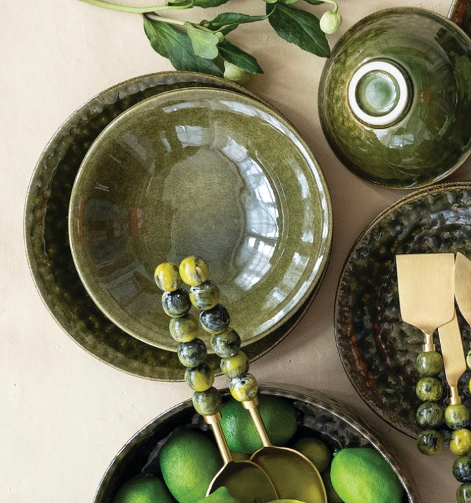 Stoneware Low Bowl, Green