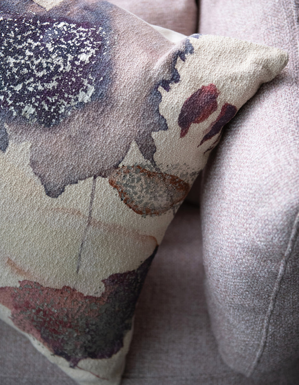 Woven Cotton Printed Pillow w/ Abstract Design & Silver Foil