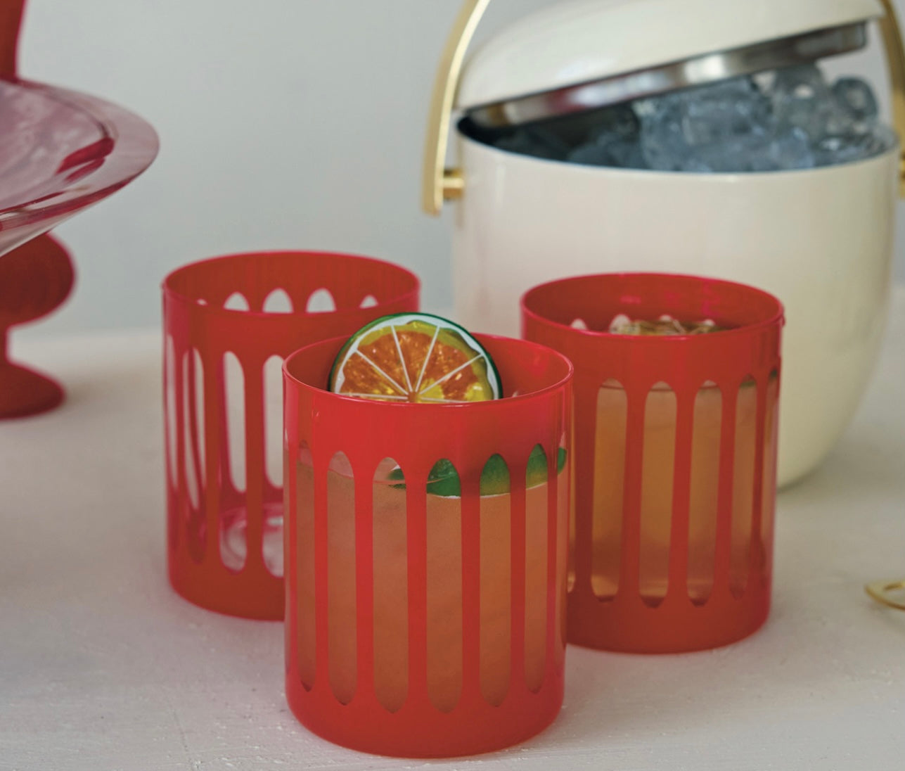 Striped Drinking Glass, Red