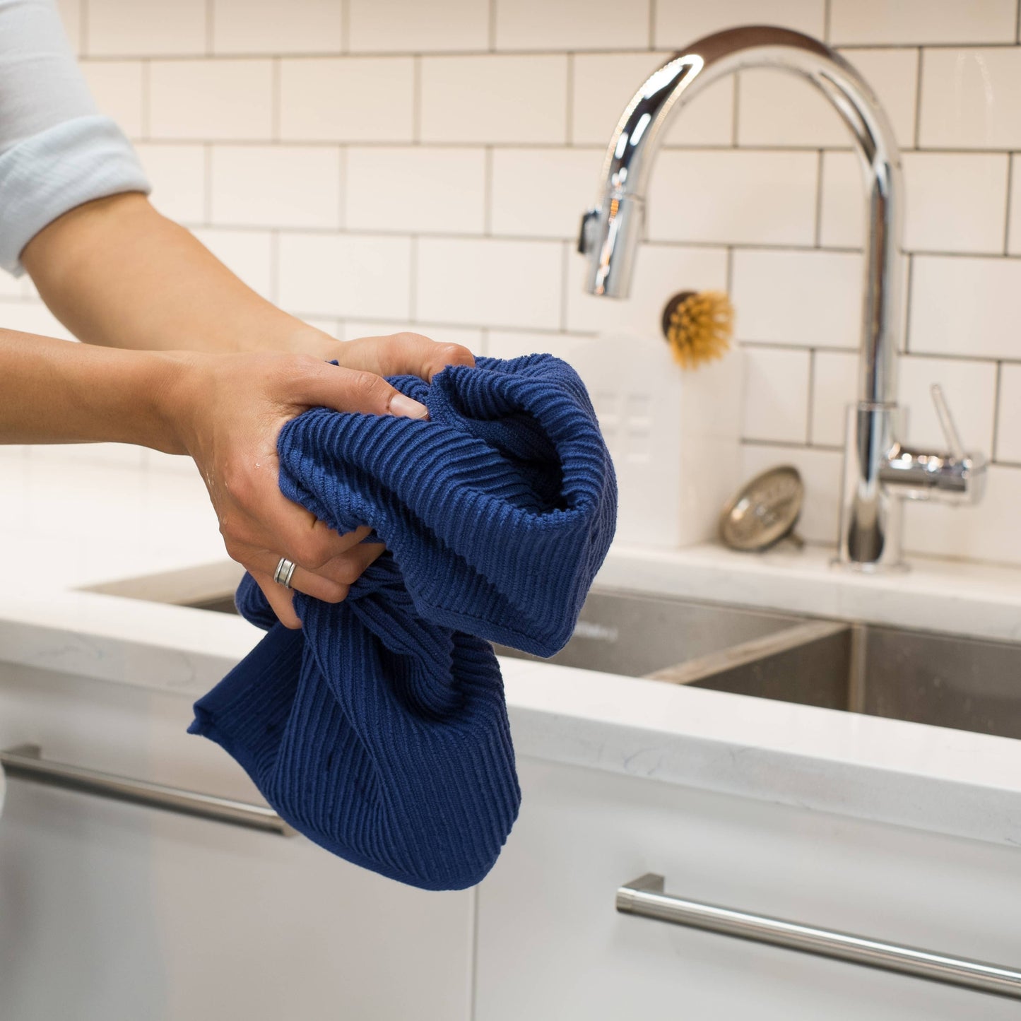 Ripple Indigo Turkish Cotton Dishtowel