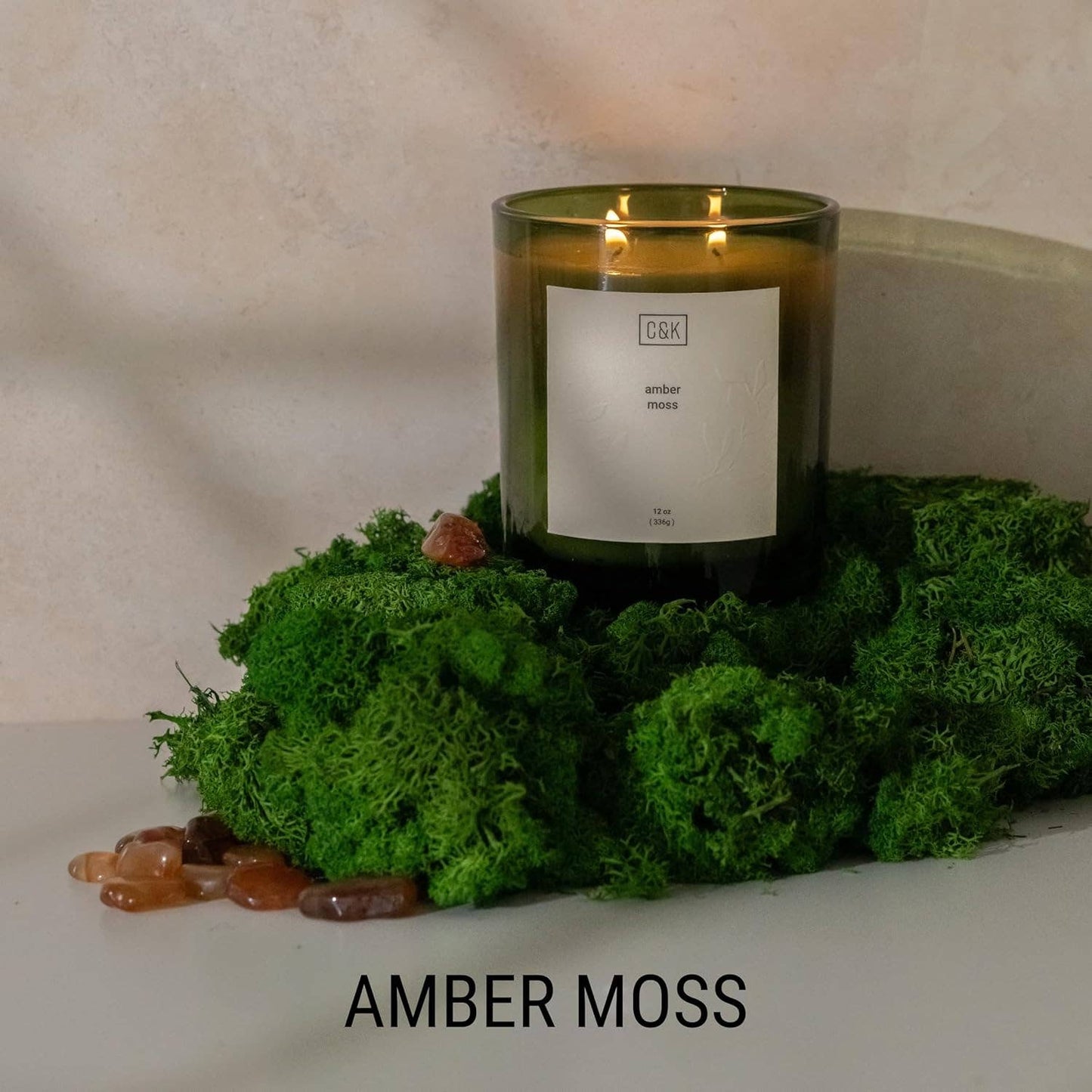 Amber Moss Premium Green Scented Candle