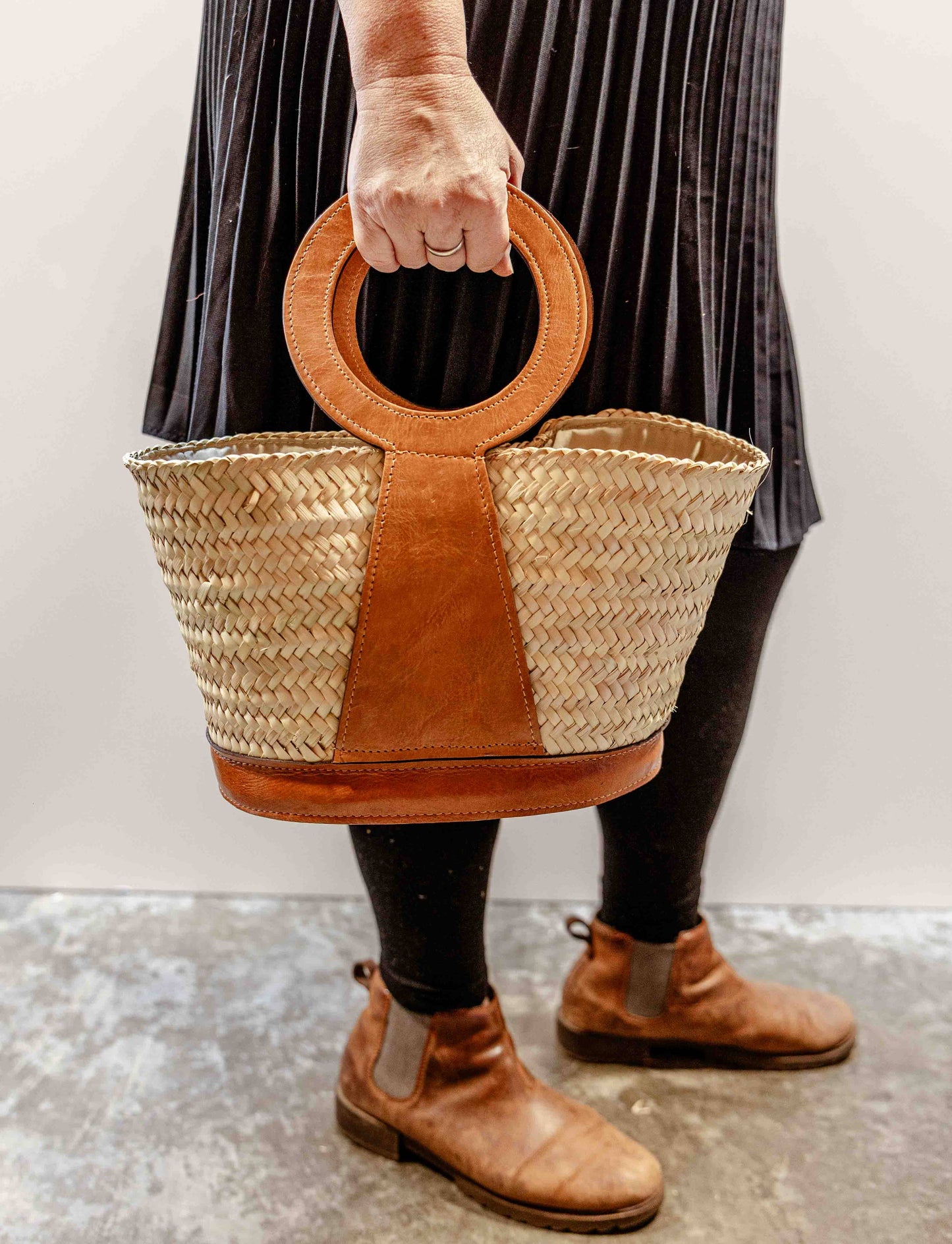 Leather Trim Herringbone, Keystone Panel
