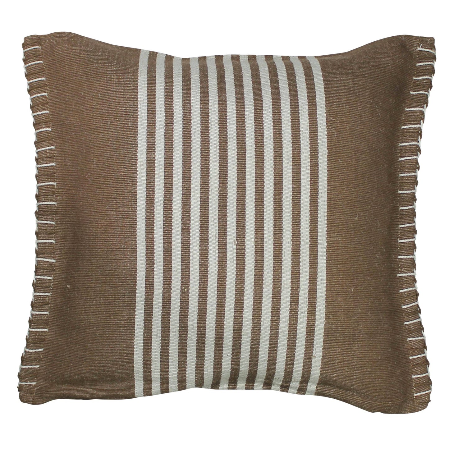 Aberdean Pillow, Cotton & Hemp, Brown Stripe