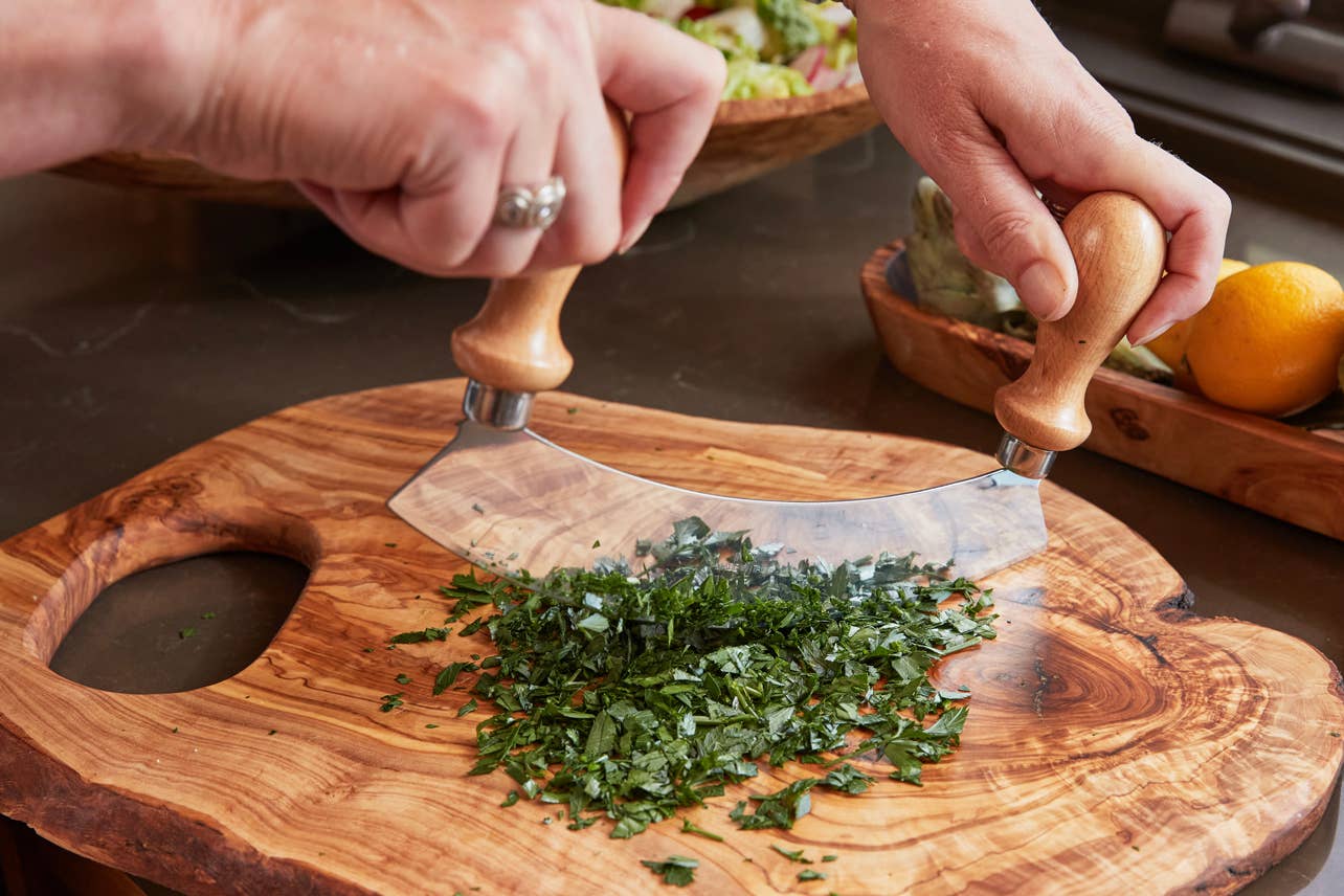 Traditional Italian Mezzaluna Chopper - Large