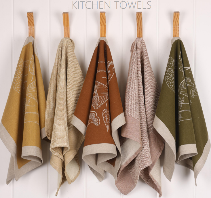 Tea Towel - Mushroom Waffle Towel Green