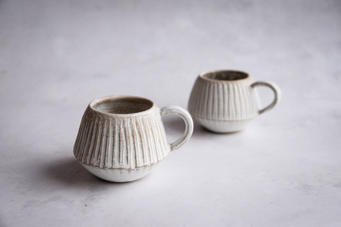 Romantic - light carved wheel thrown stoneware mug