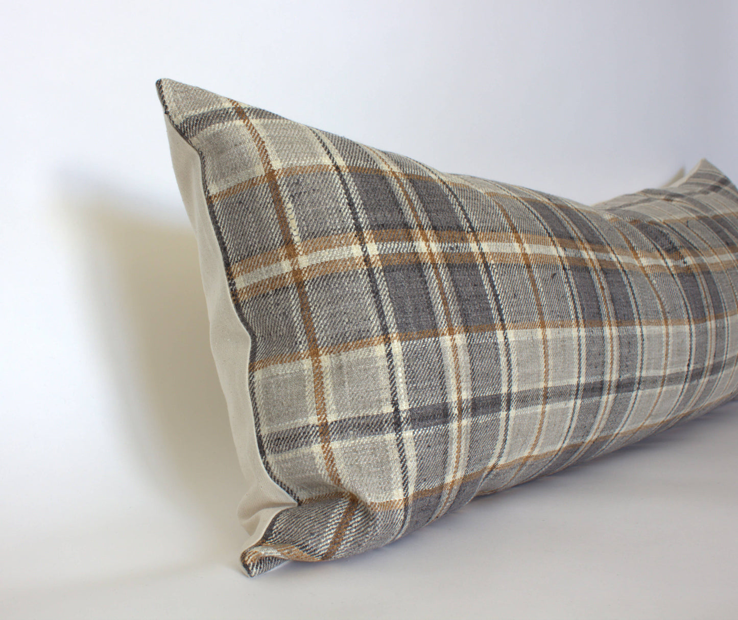 Brown Plaid Throw Pillow Cover, Neutral Beige Pillow | Nolan