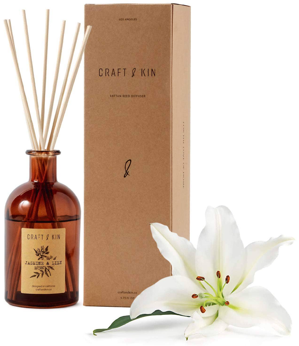 Amber Glass Reed Diffuser Set