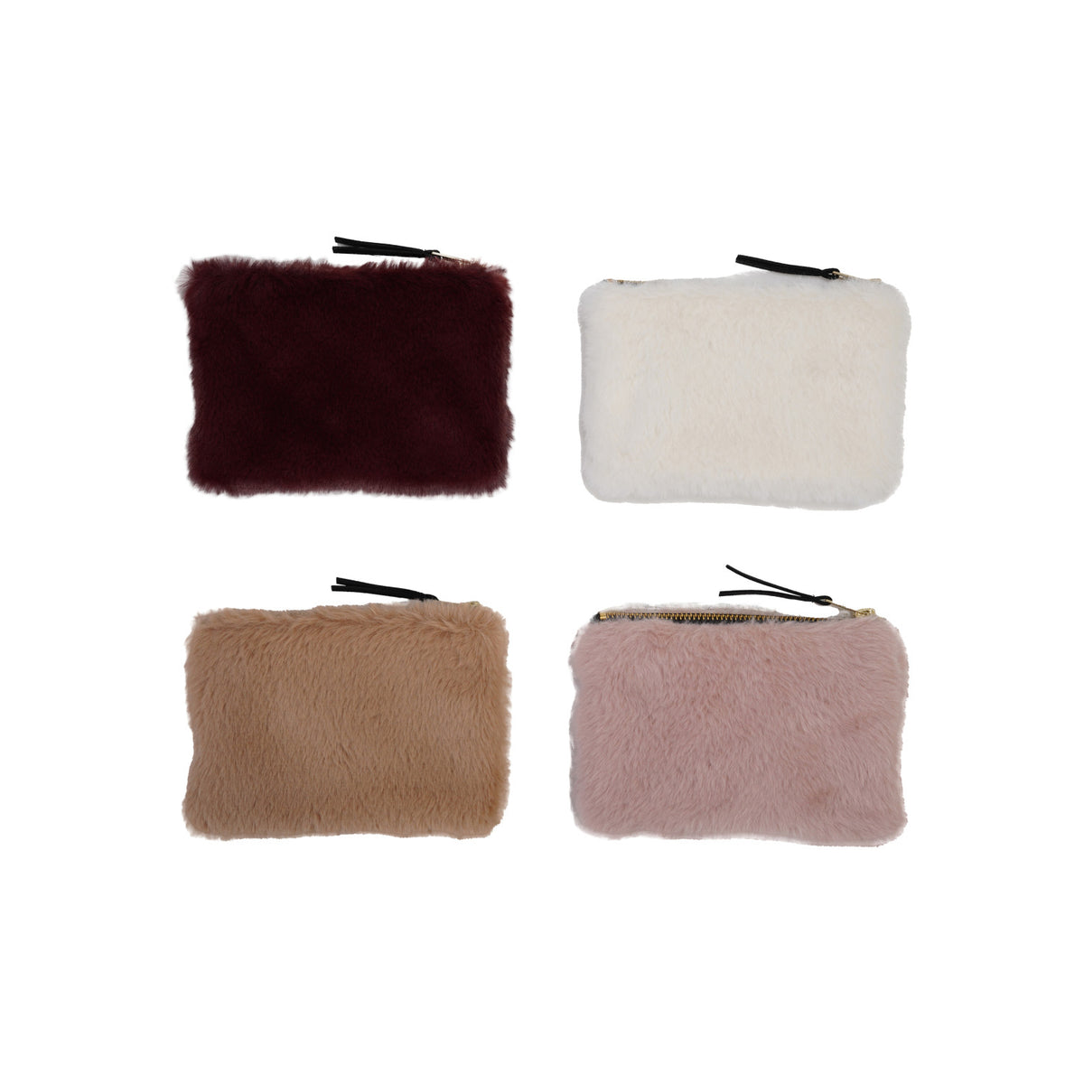 Faux Fur Zip Pouch, 4 Colors