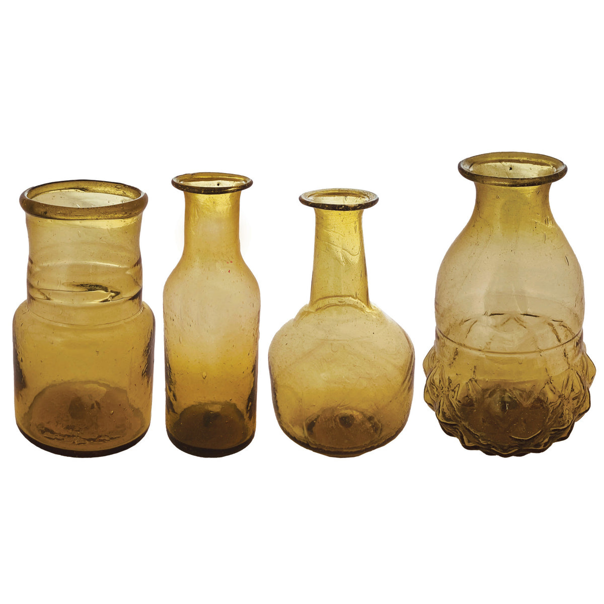 Hand-Blown Glass Vase, Amber Color