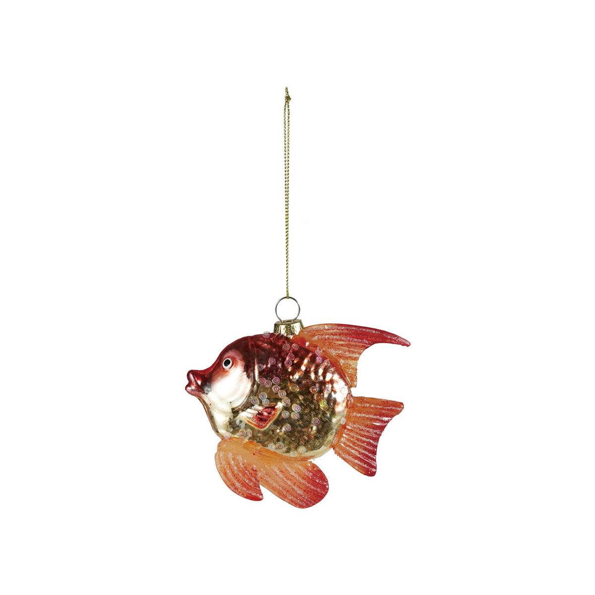 Hand-Painted Glass Fish Glitter & Sequins