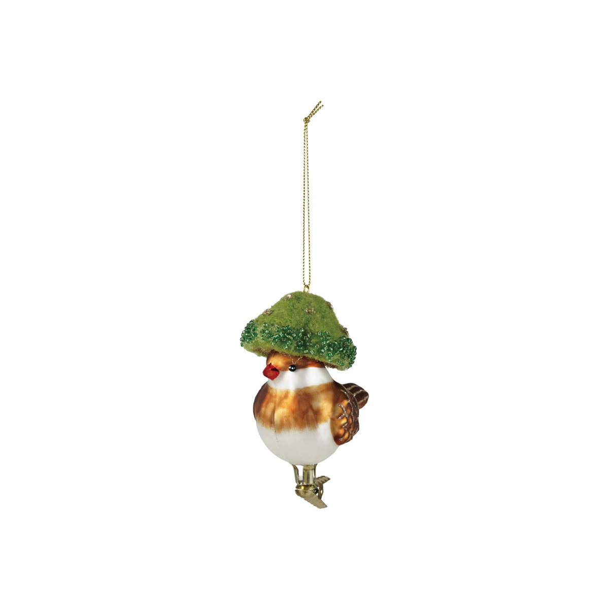 Hand-Painted Glass Bird Clip-on Ornament