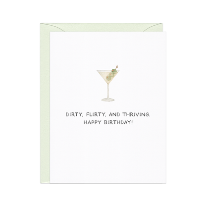 Dirty, Flirty, Thriving — Millennial Martini Birthday Card