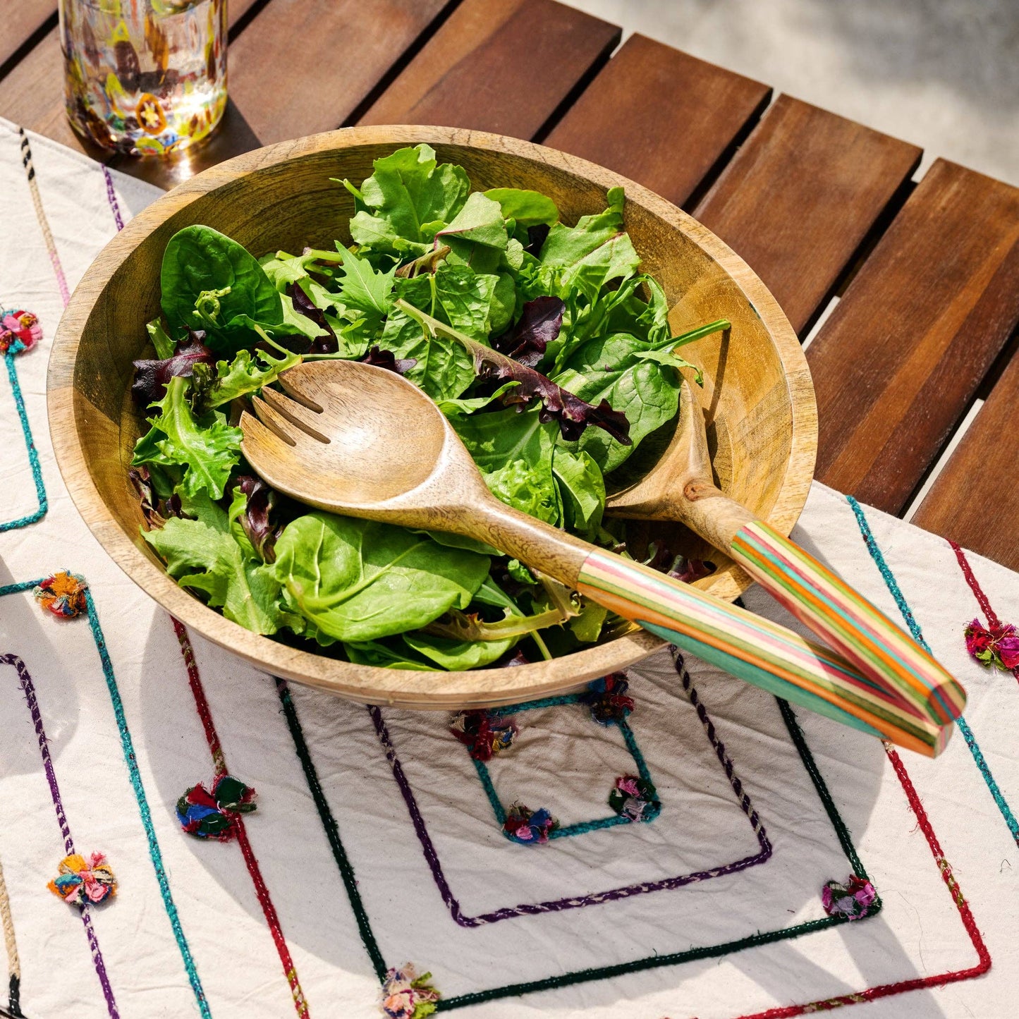 Striped Mango Wood Salad Servers *