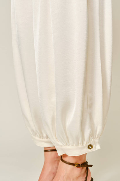 SATIN SHIRRING BAGGY DRESSY PANTS