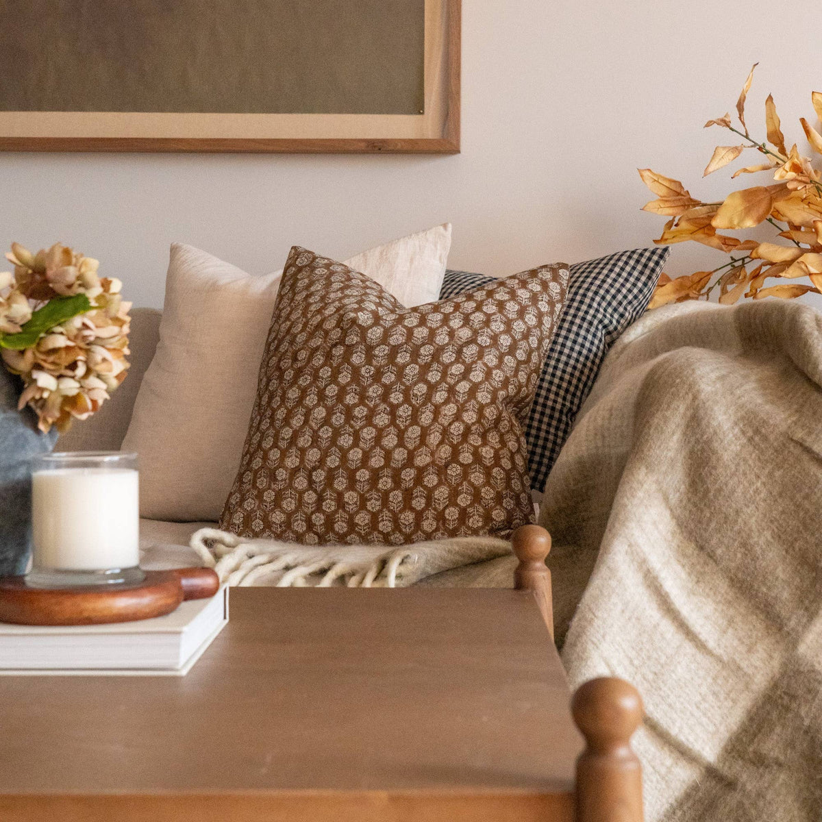 BETSY Linen Block-print Pillow Cover