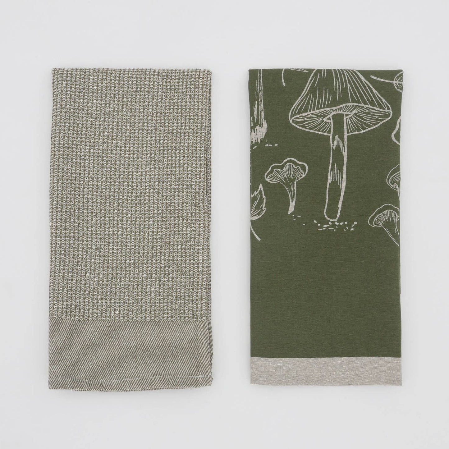 Tea Towel - Mushroom Waffle Towel Green
