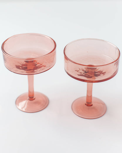 Handblown Hammered Coupe Cocktail Glass