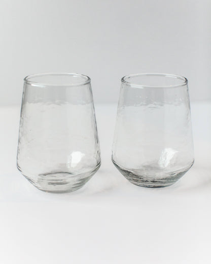 Handblown Hammered Glass Water Tumbler