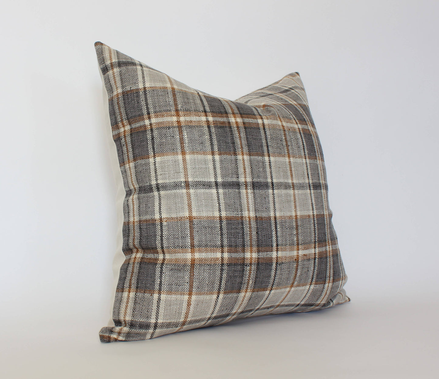 Brown Plaid Throw Pillow Cover, Neutral Beige Pillow | Nolan