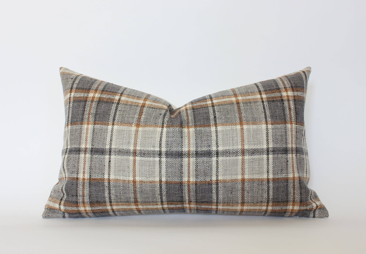 Brown Plaid Throw Pillow Cover, Neutral Beige Pillow | Nolan