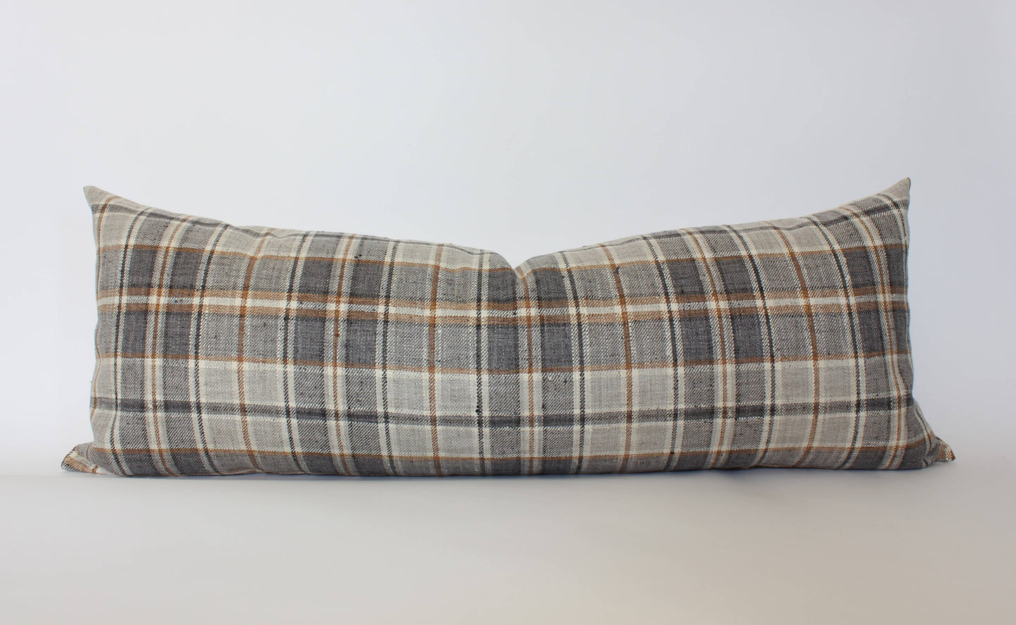 Brown Plaid Throw Pillow Cover, Neutral Beige Pillow | Nolan