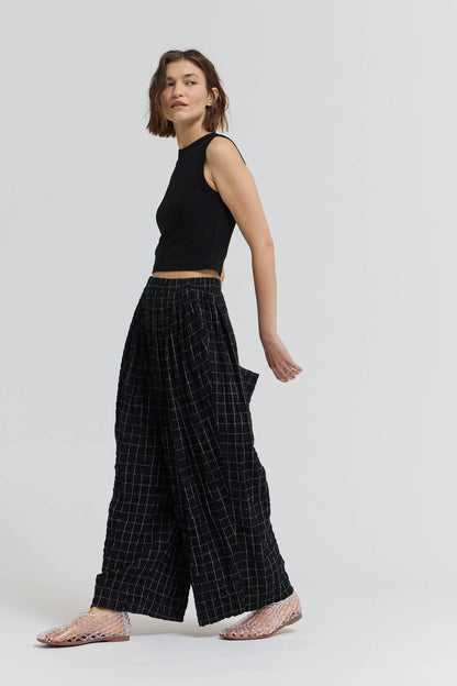 CHECK PRINT GAUZE PANTS
