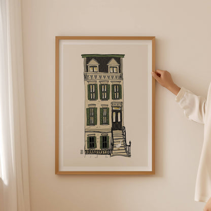 Brooklyn Brownstone Art Print: Goose on Stoop, New York City