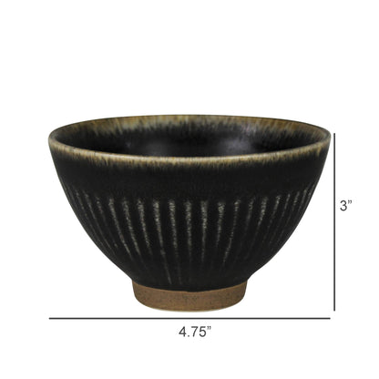 Ribbed Bowl, Ceramic, Black