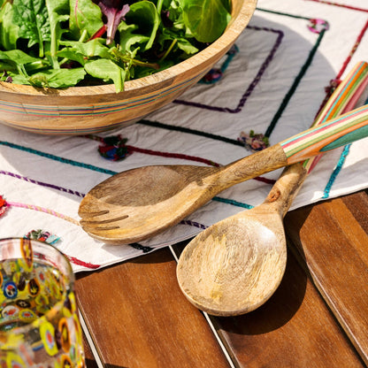 Striped Mango Wood Salad Servers *