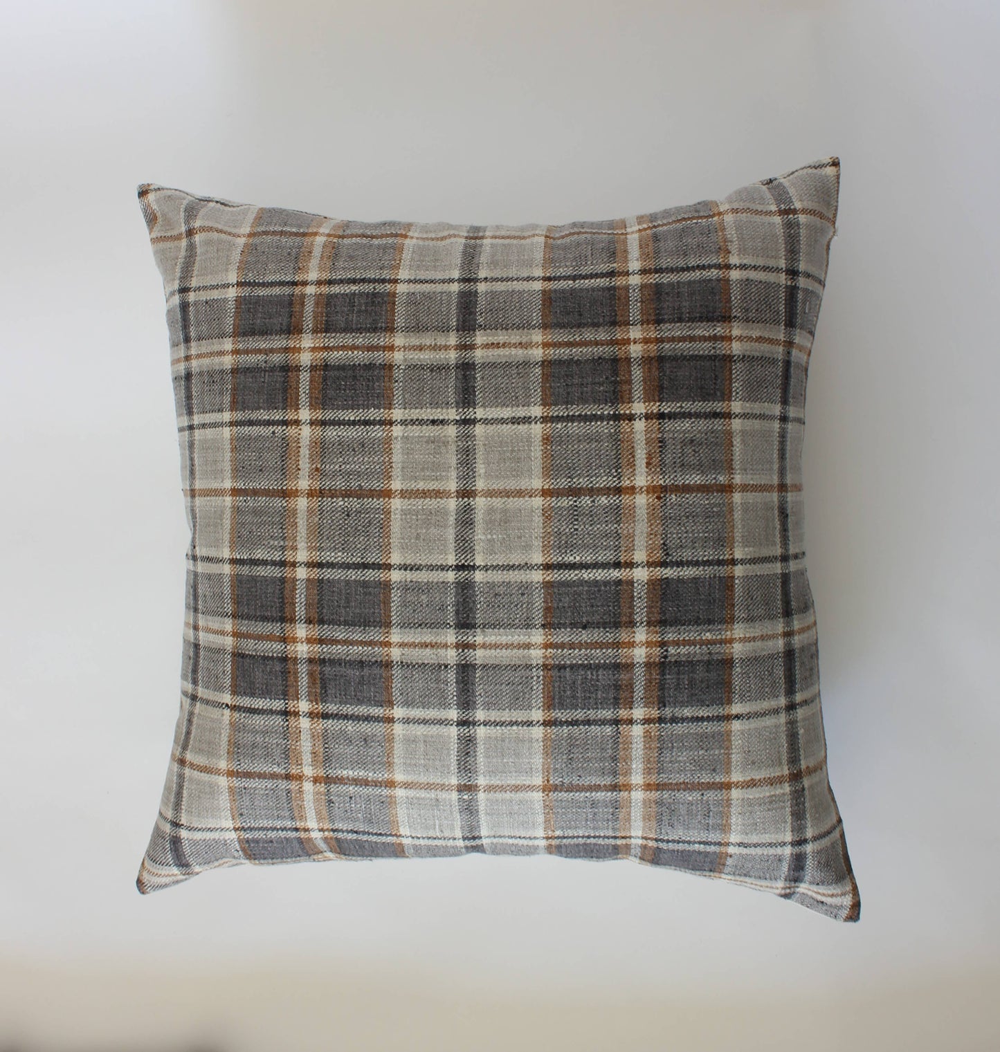 Brown Plaid Throw Pillow Cover, Neutral Beige Pillow | Nolan