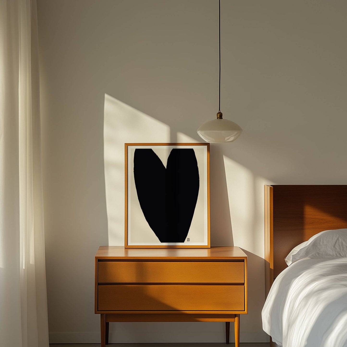 Black Heart Abstract Art Print: Modern Home Decor