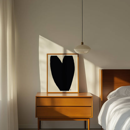 Black Heart Abstract Art Print: Modern Home Decor