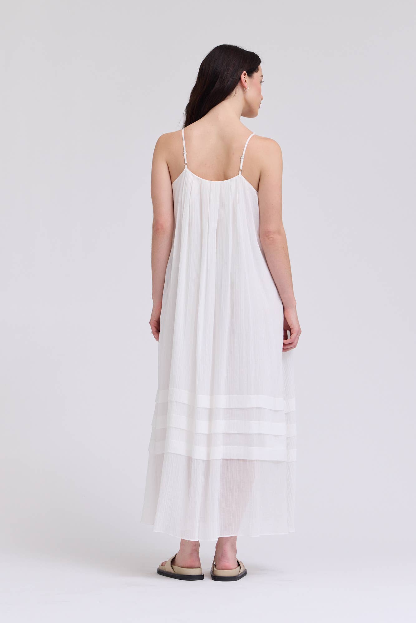 PLEATED COTTON MAXI DRESS
