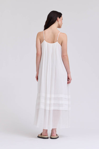 PLEATED COTTON MAXI DRESS