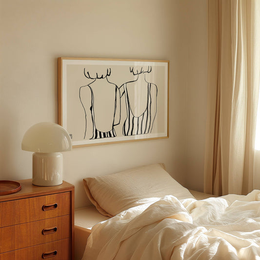 Figure Art Print: Two Women in Swimsuits, Giclée Fine Art